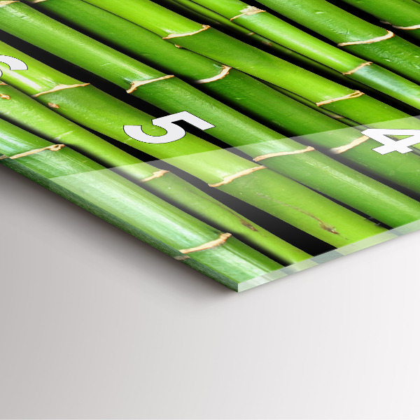 Square glass wall clock Asian Bamboo