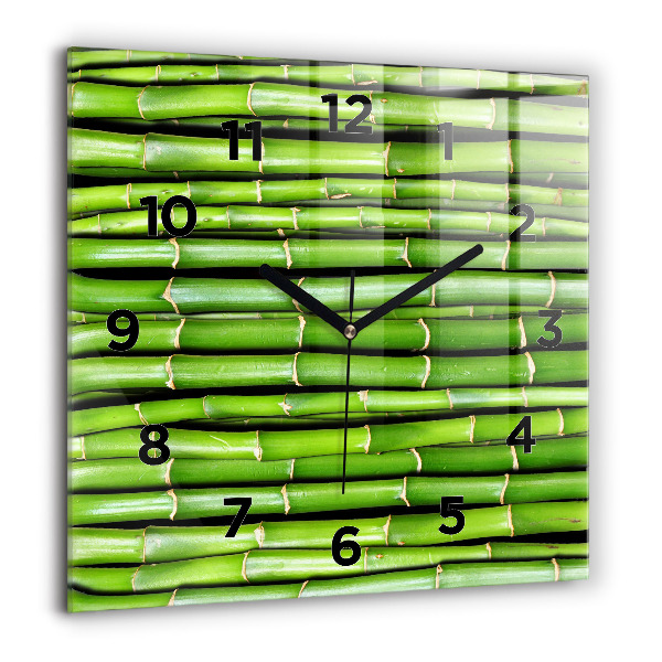 Square glass wall clock Asian Bamboo