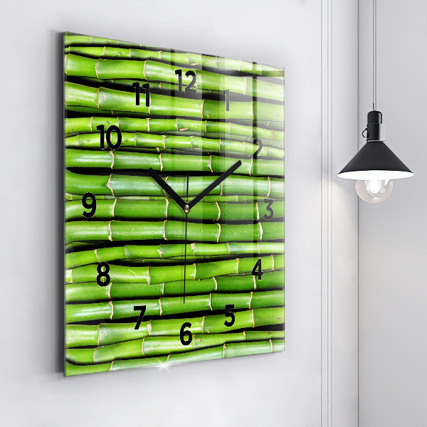 Square glass wall clock Asian Bamboo