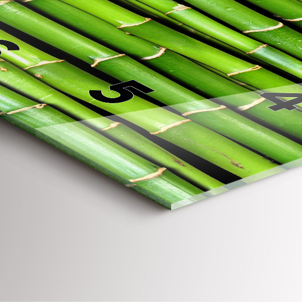 Square glass wall clock Asian Bamboo