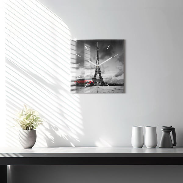 Square glass wall clock Effel Tower Paris