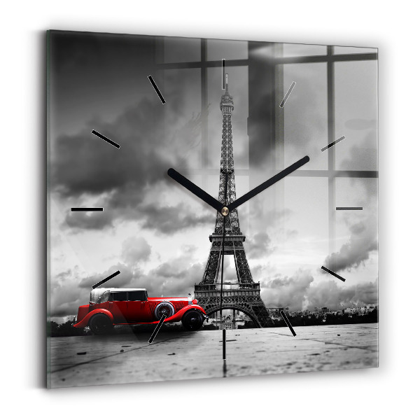 Square glass wall clock Effel Tower Paris