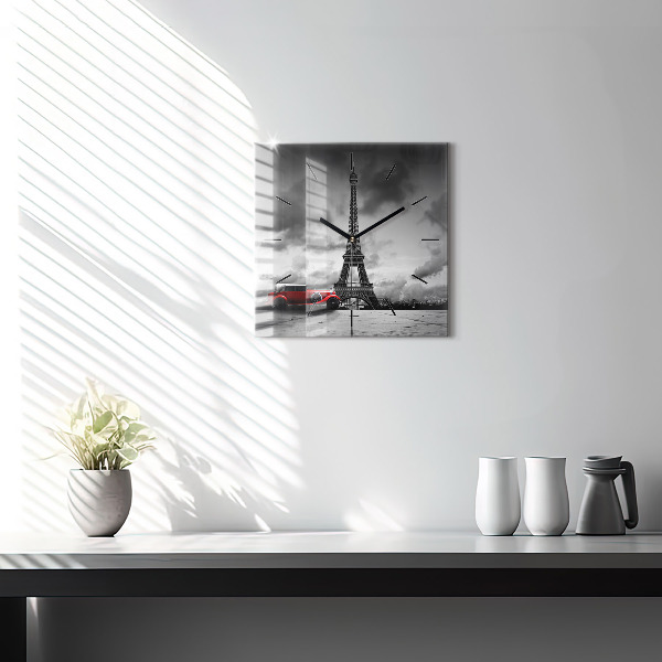 Square glass wall clock Effel Tower Paris