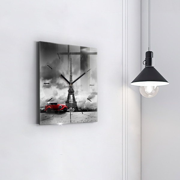 Square glass wall clock Effel Tower Paris