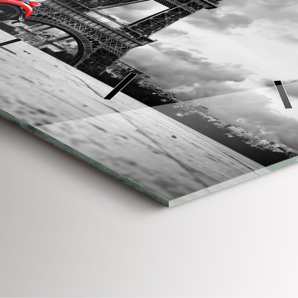 Square glass wall clock Effel Tower Paris