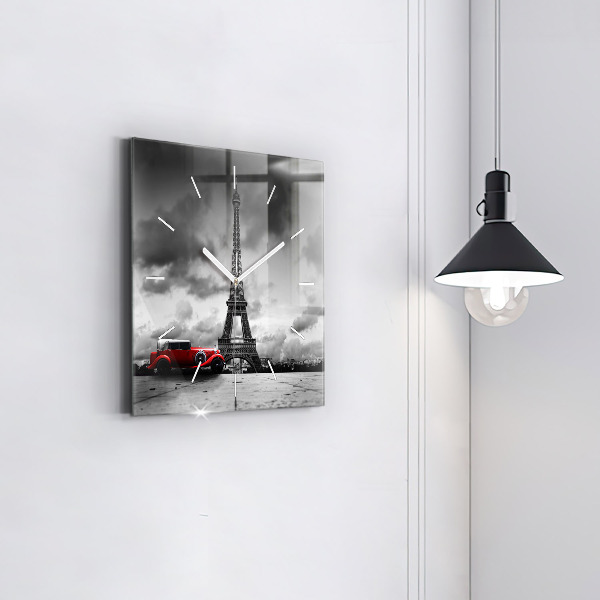 Square glass wall clock Effel Tower Paris