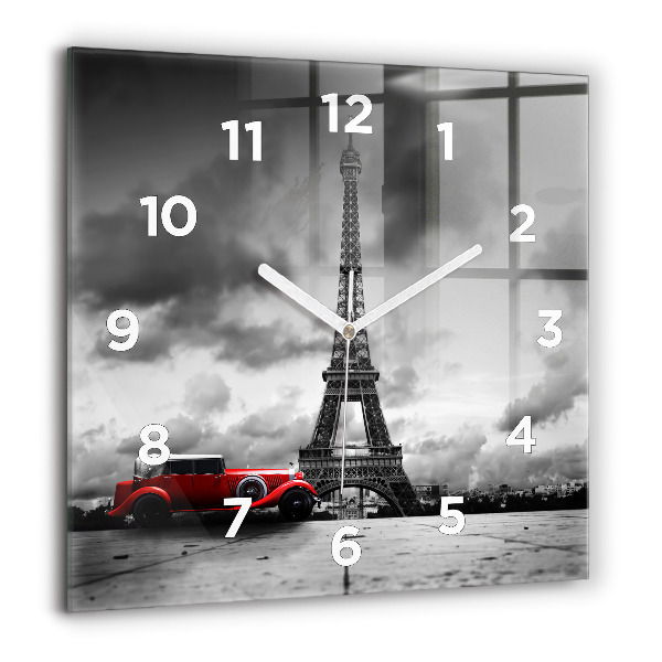 Square glass wall clock Effel Tower Paris