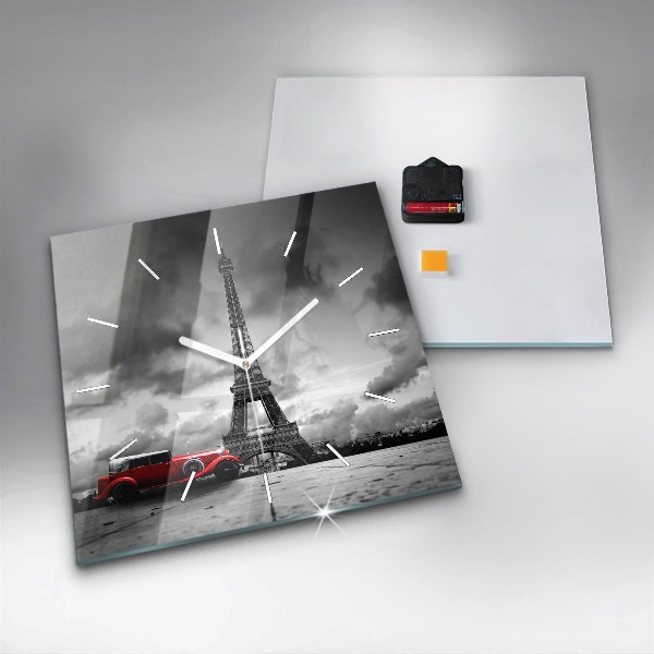 Square glass wall clock Effel Tower Paris