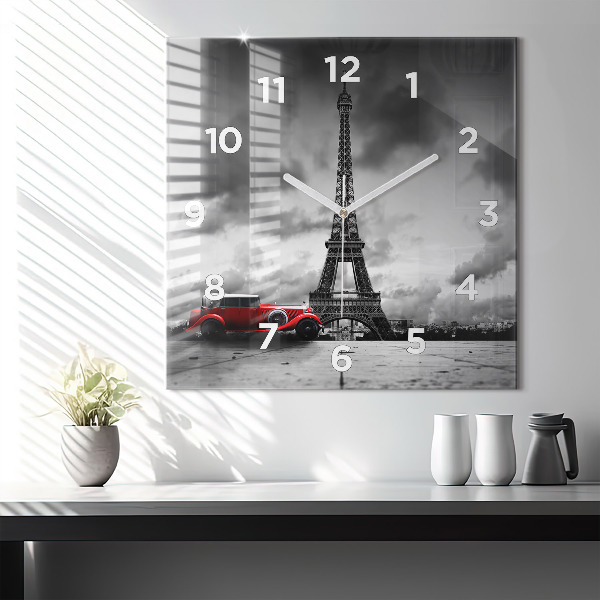 Square glass wall clock Effel Tower Paris
