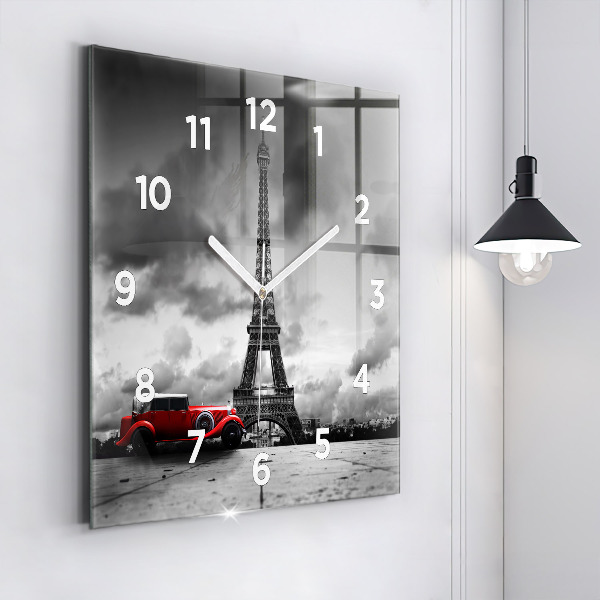 Square glass wall clock Effel Tower Paris