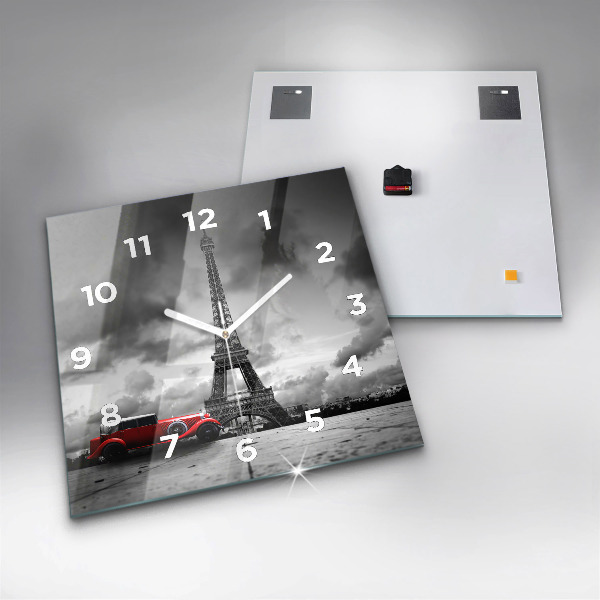 Square glass wall clock Effel Tower Paris