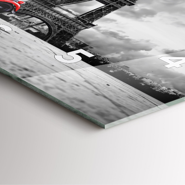 Square glass wall clock Effel Tower Paris