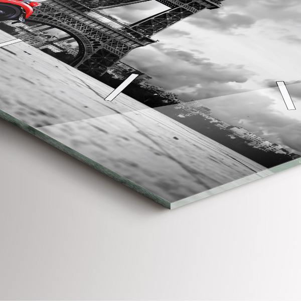 Square glass wall clock Effel Tower Paris