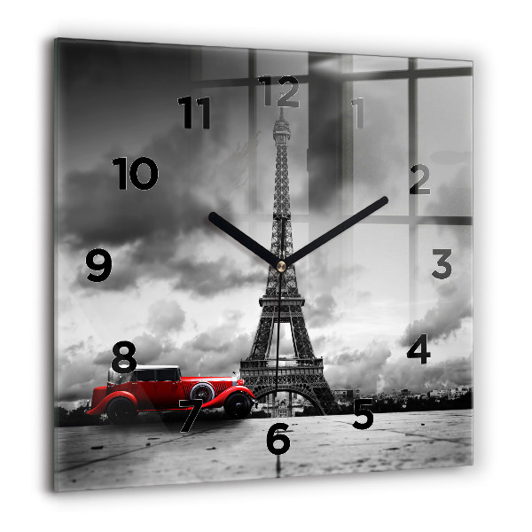 Square glass wall clock Effel Tower Paris