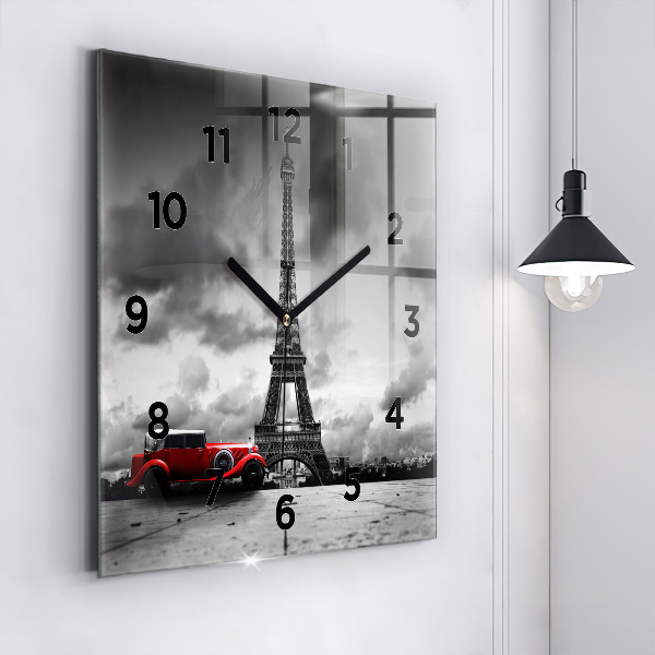 Square glass wall clock Effel Tower Paris