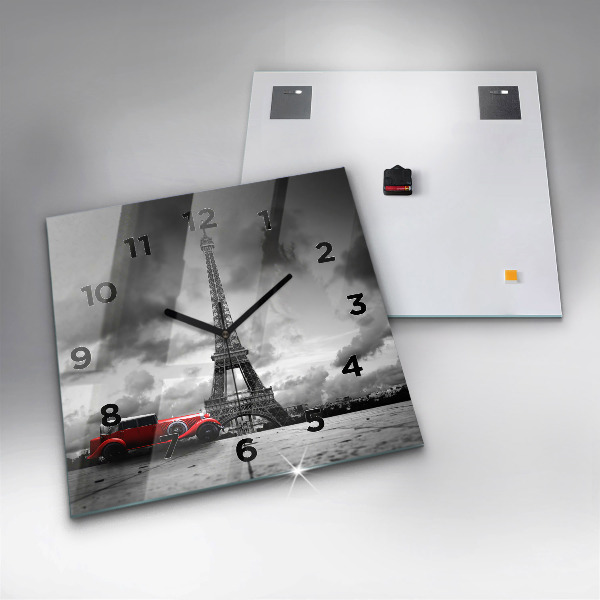 Square glass wall clock Effel Tower Paris
