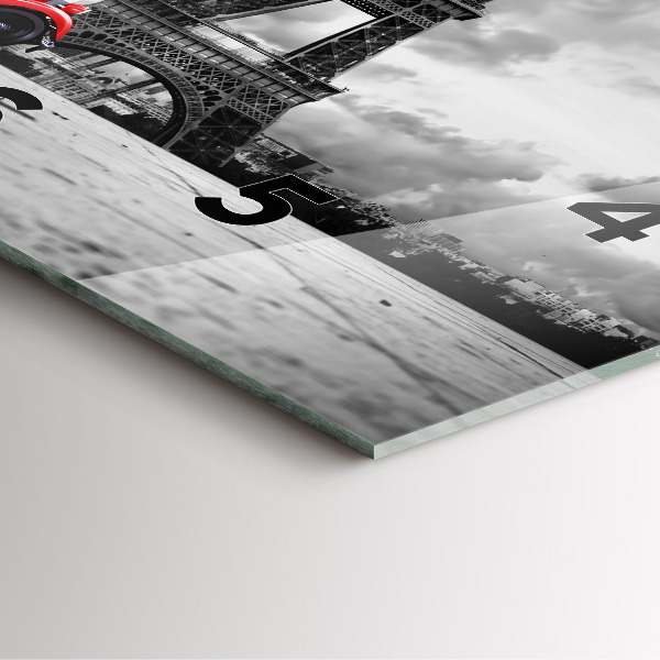 Square glass wall clock Effel Tower Paris