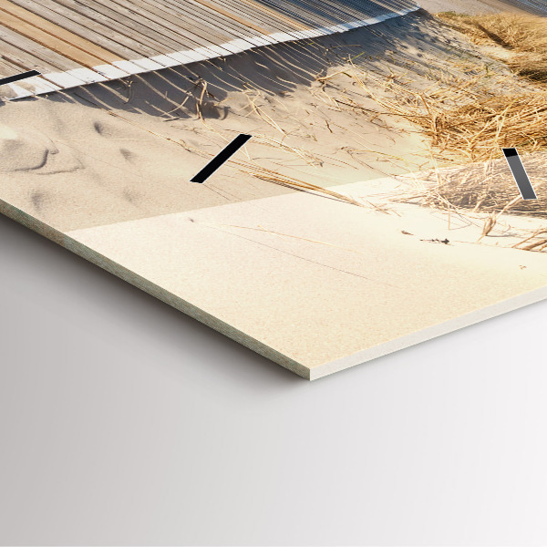 Square glass wall clock View of the beach