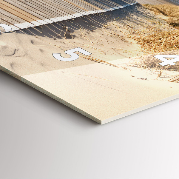 Square glass wall clock View of the beach