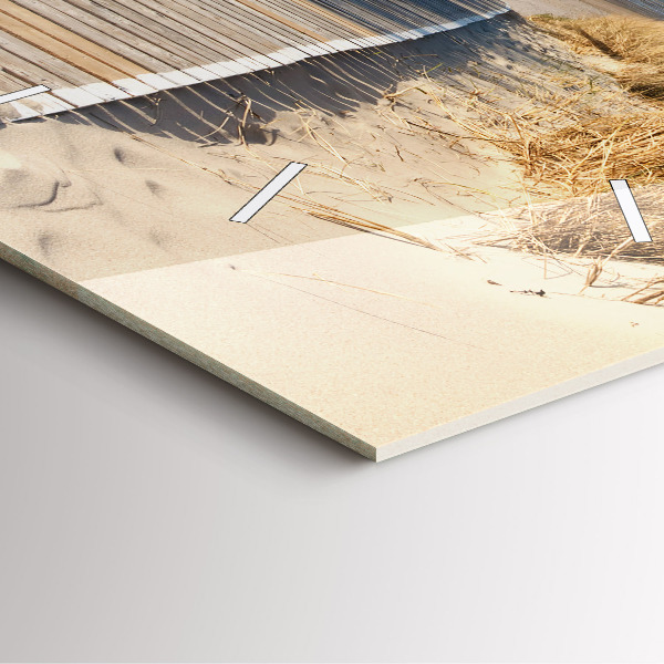 Square glass wall clock View of the beach