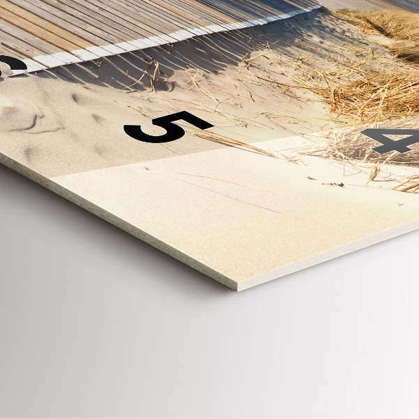 Square glass wall clock View of the beach