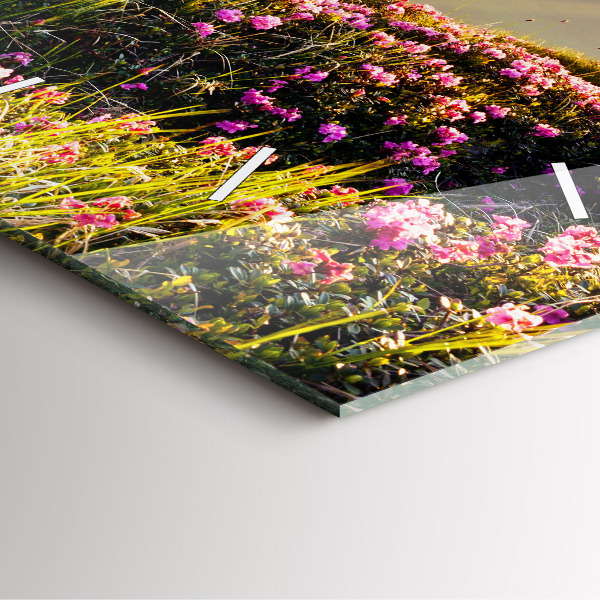 Square glass wall clock Mountain landscape