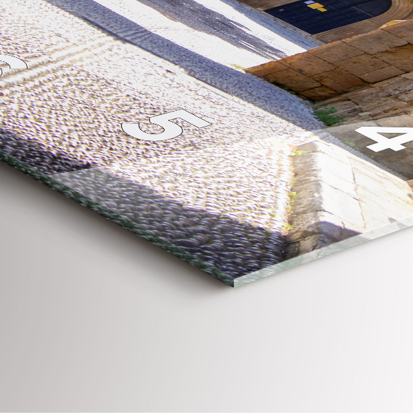 Square glass wall clock Picturesque street of Rhodes