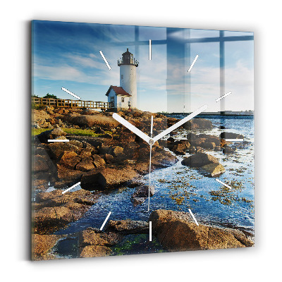 Square glass wall clock Annisquam Lighthouse