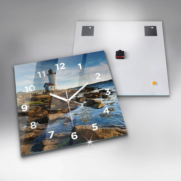 Square glass wall clock Annisquam Lighthouse