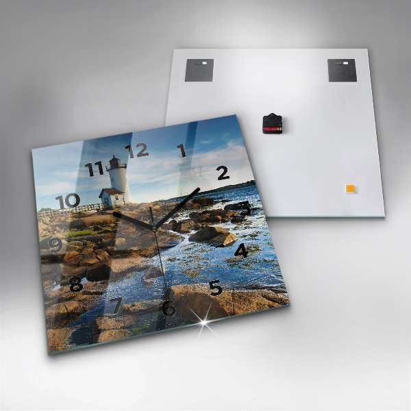 Square glass wall clock Annisquam Lighthouse