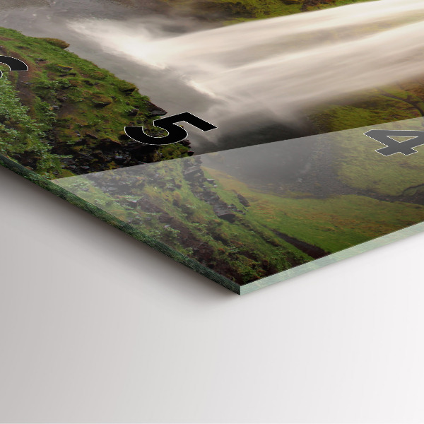 Square glass wall clock Waterfall in Iceland