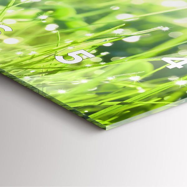 Square glass wall clock Green grass