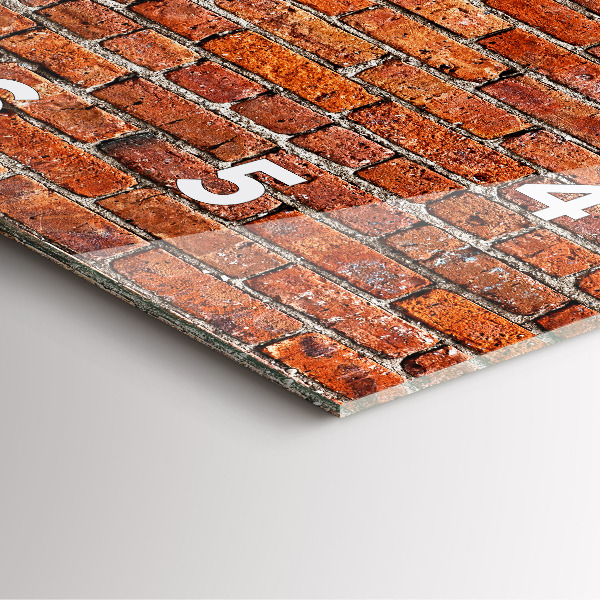 Square glass wall clock Old brick wall