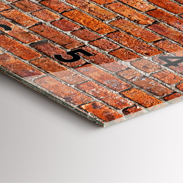 Square glass wall clock Old brick wall