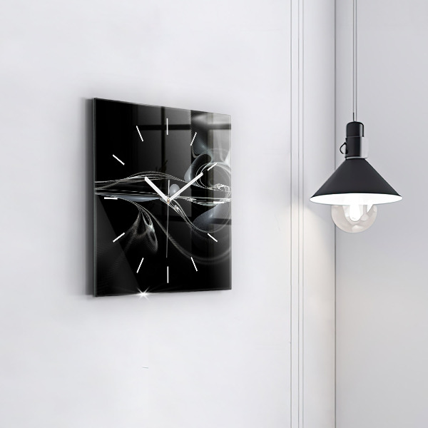 Square glass wall clock Abstract smoke