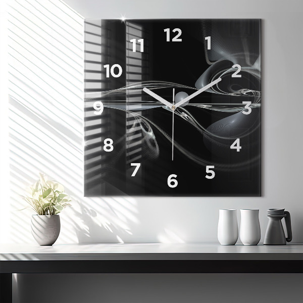 Square glass wall clock Abstract smoke