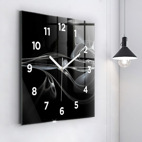 Square glass wall clock Abstract smoke