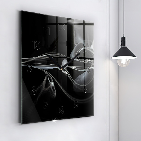 Square glass wall clock Abstract smoke