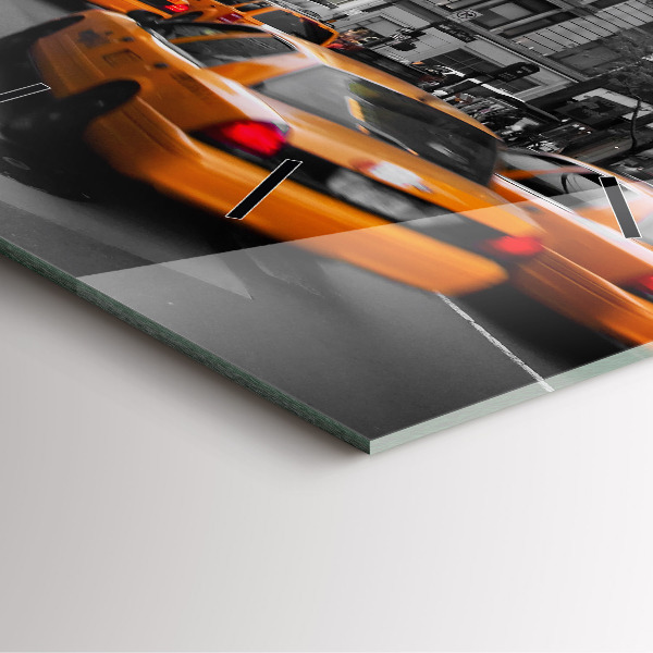 Square glass wall clock Manhattan and Taxis