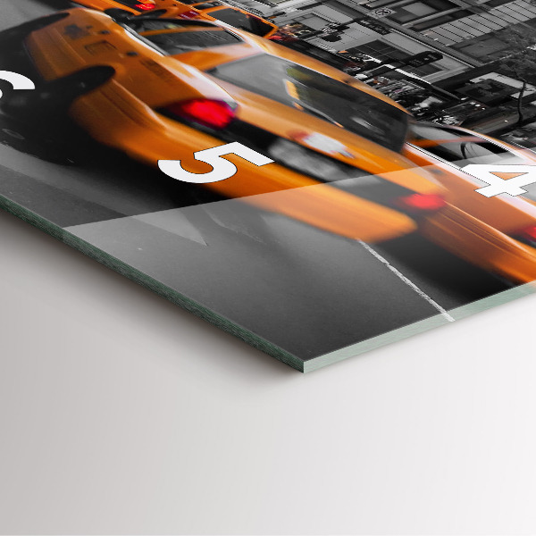 Square glass wall clock Manhattan and Taxis