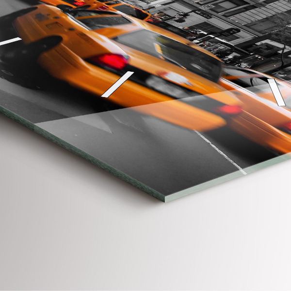 Square glass wall clock Manhattan and Taxis