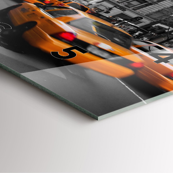 Square glass wall clock Manhattan and Taxis