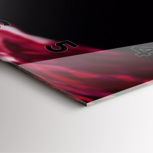 Square glass wall clock Red wine