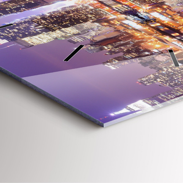 Square glass wall clock New York City at Night