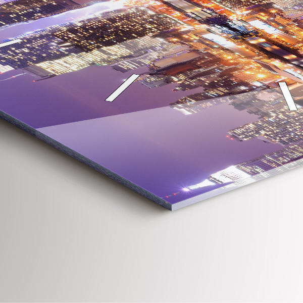 Square glass wall clock New York City at Night
