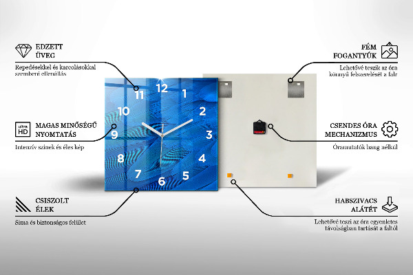 Square glass wall clock A cup of coffee