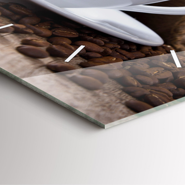 Square glass wall clock A cup of coffee