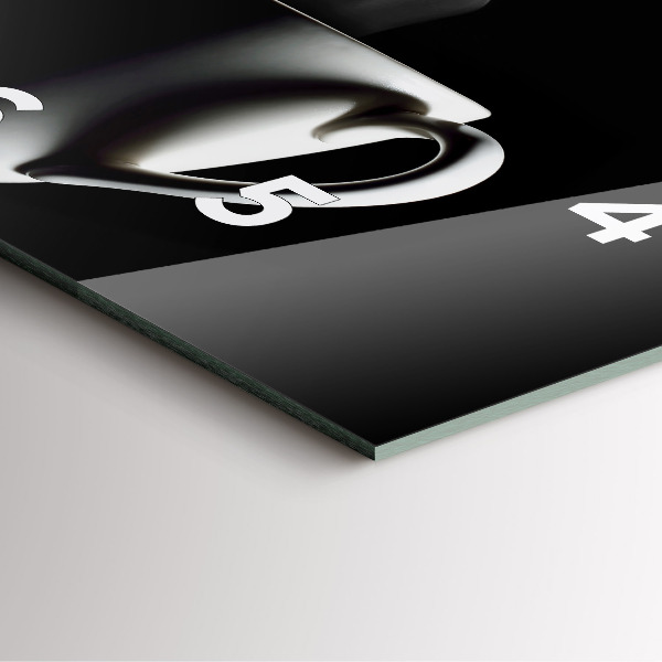 Square glass wall clock A cup of coffee