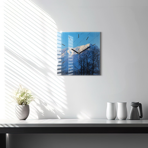 Square glass wall clock Mountain view