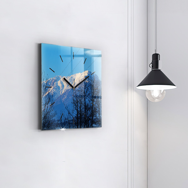 Square glass wall clock Mountain view
